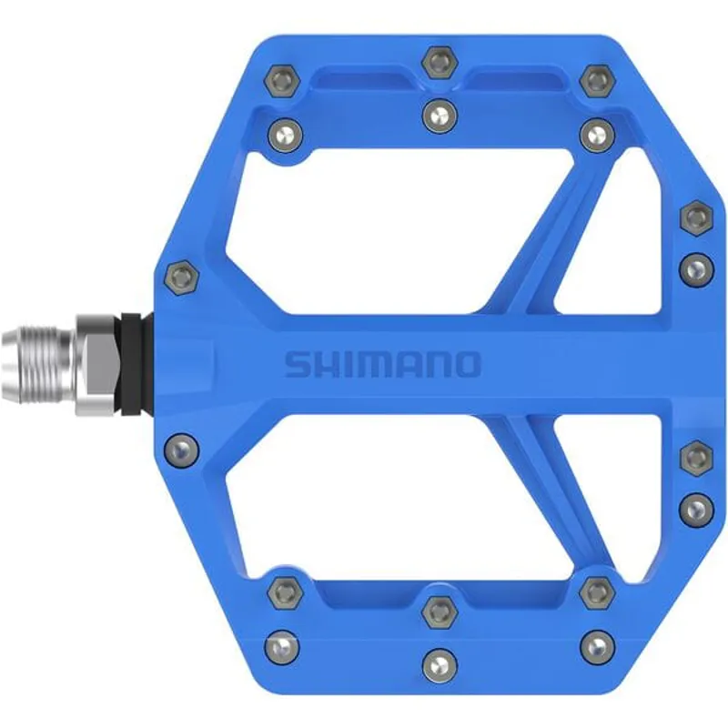 Shimano GR400 Flat Resin MTB Pedals - Blue - Image 4