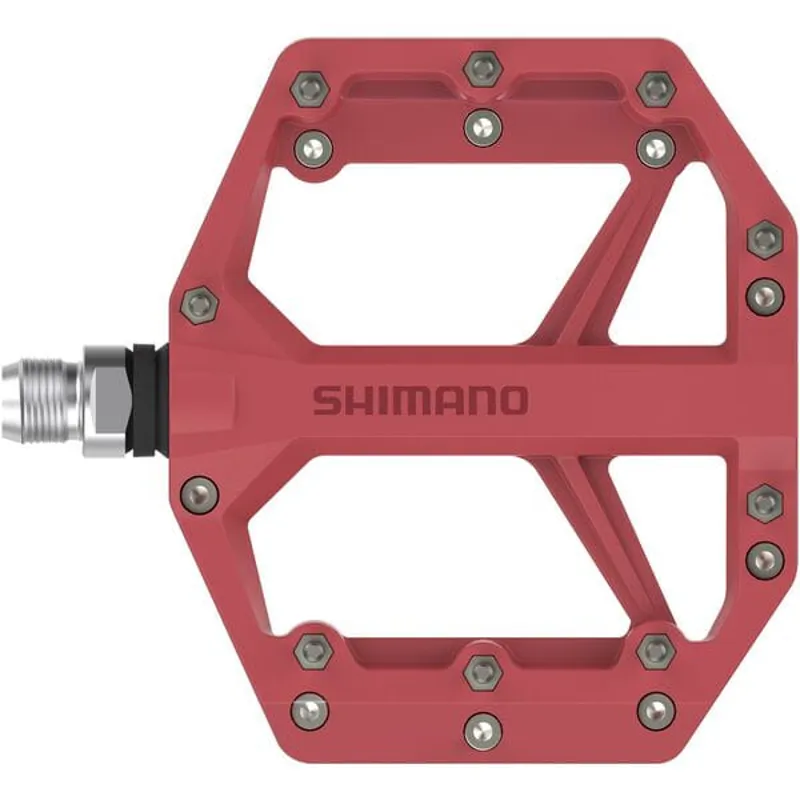Shimano GR400 Flat Resin MTB Pedals - Red - Image 3